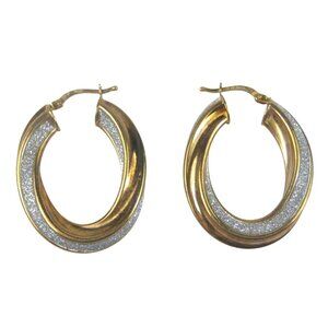 Milor 925 Italian Twisted Hoop Earrings Sterling Silver 925 Italy Sparkly Diamon